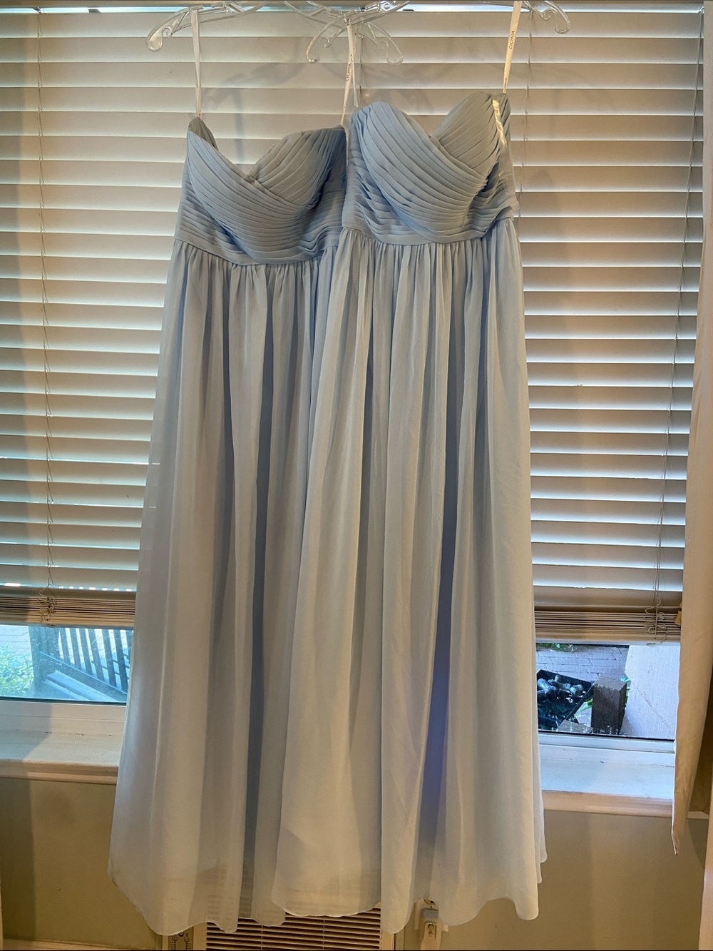 Bridesmaids Strapless Light Blue Chiffon Evening Dress